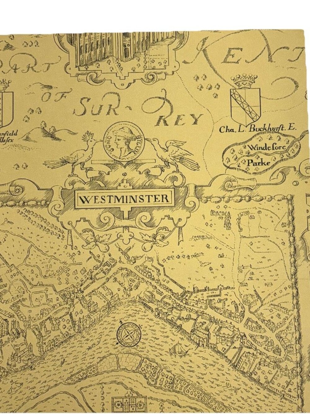 THIBAUT Wallpaper Sample Sheet London Westminster Map 13.25” x 17.5” - Picture 3 of 6